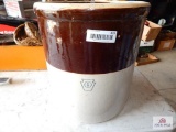 Brown and white, Keystone 6, 5 gallon stone jar