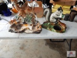 Ceramic pottery squirrel and deer lamp