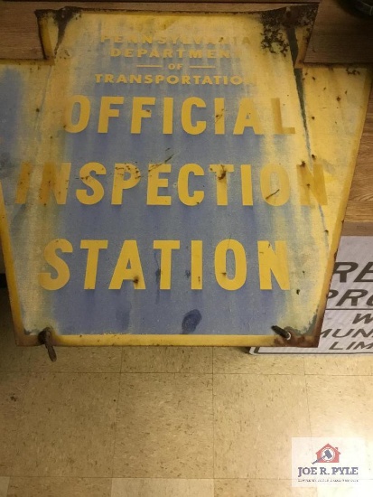 Early PA Official inspection station sign (Metal) (21"x24")