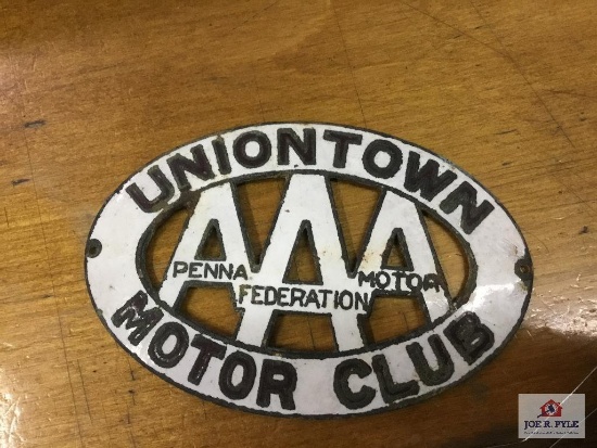 Porcelain AAA Uniontown Motor club Plaque