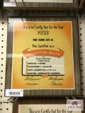 1953 Point Marion Auto Company Certificate of qualification