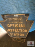 Double Sided Metal Official Inspection Station Sign