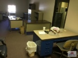 3 Metal Office Desk, Credenza, and Printer Stand