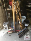 Lot of cleaning devices (brooms, shovels, etc.)