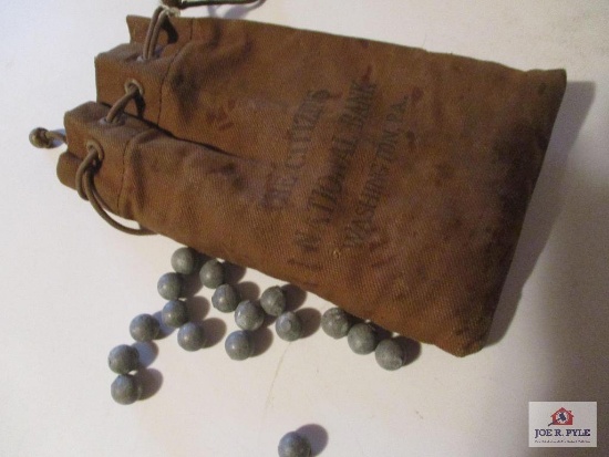 45 cal round ball 100 count and pull string bag