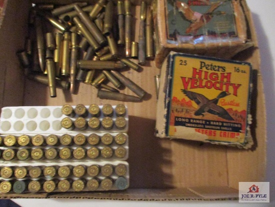 Flat of 50 243 Casings other casings in flat 2 peter's shotgun shell box and some line shell's in