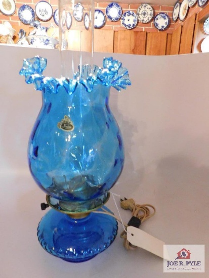 Dark blue Fenton lamp