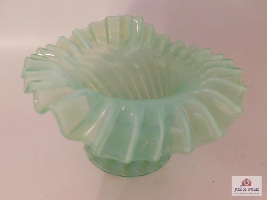Light green ruffled top Fenton bowl