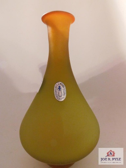 Pilgrim hand blown vase. Light brown/ 9 1/2 tall 5 inches wide