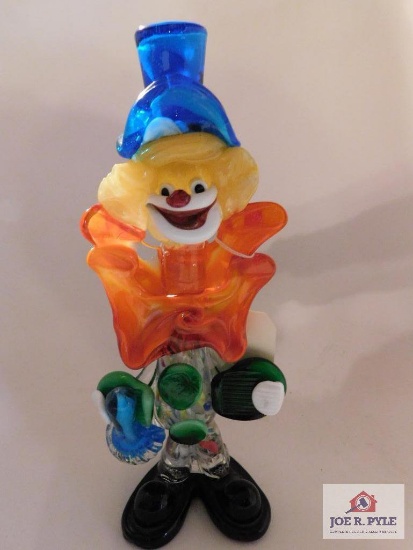 End of day art glass clown also Hardrock M.B. glass