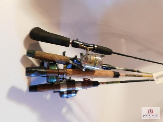 Fishing Reels, Poles (1) Zebco & Pole (2) Johnson Century Pole (3) Zebco Pole (4) Microspin Pole