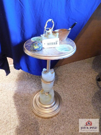 Smoking Stand with Ash Tray, Round Paper Weight, With Beaver and Smoking Pipe