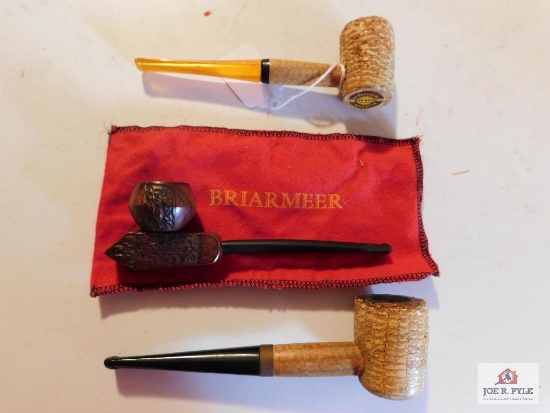 (2) Corn Cobb Pipes and (1) Briar Made in Italy Fancy