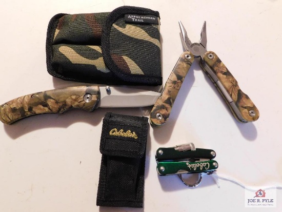 Appalachian trail knife and tool's 10 in 1 and a Cabela's 6 Tool Wrench with light