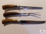 3pc Set Knife, Fork, sharpener signed E. Parker & Sons #3709 Sheffield England Great Set Look at
