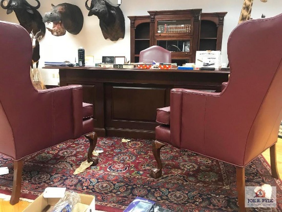 Harden- Cherry Office Desk and Chair w/ Matching Ball and Claw Office Chairs