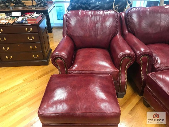 Parson- Classic Cherry, Leather Chairs w/ ottoman