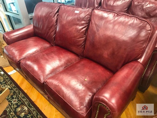 Parsons- Classic Cherry, Leather Couch