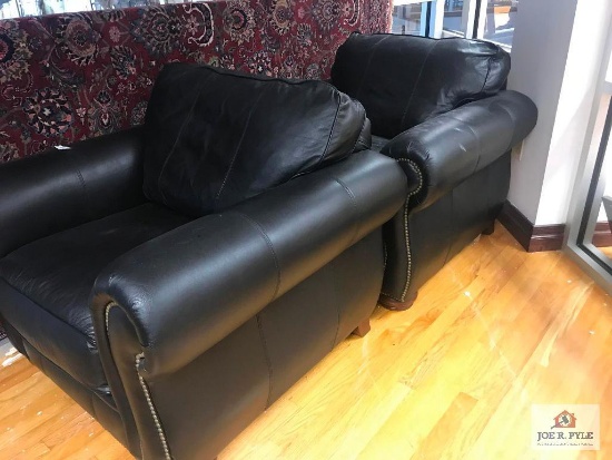 2 Broyhill Black Leather Chairs