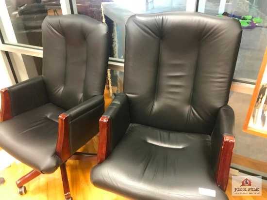 2 Black Leather, Rolling office Chairs