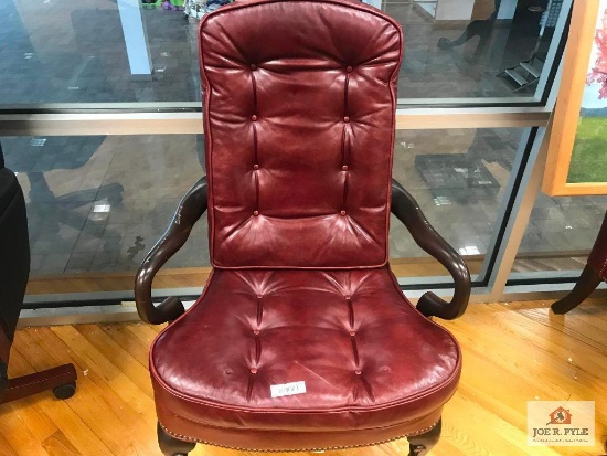 4 Parsons- Classic Cherry Leather High Back Chairs