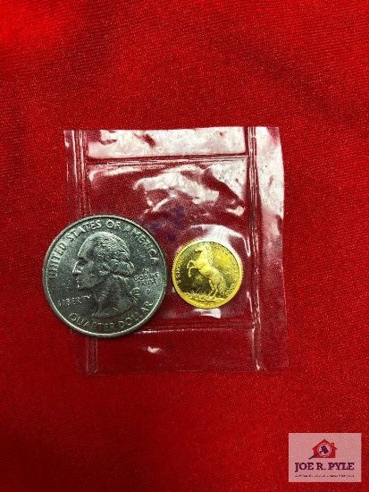 1990 1/20th oz. Singapore Gold Coin Laorse