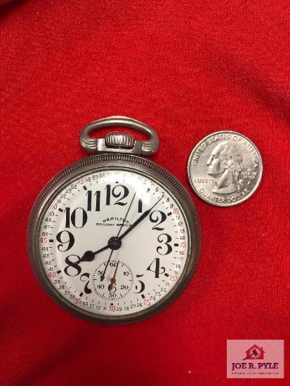 Men's Hamilton Railway Special 22 Jewels Montgomery Dial Opened Face .800 Fine Silver