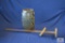 4 gal James Hamilton & Co Greensboro Pa churn, dasher & lid-freehand (crack)