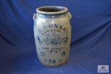 A Conrad New Geneva Pottery New Geneva Pa. stenciled flowers w/heavy blue freehand 12 gal (cracked)