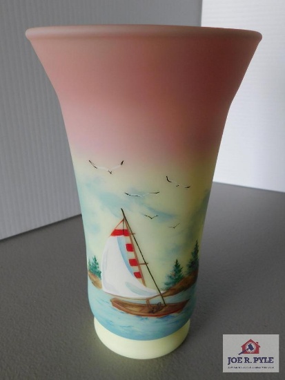 Pink Satin Flared Top Vase/Burmese Limited Edition Sept 2003 Susan Bryan