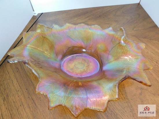 Carnival Glass Leaf Bowl