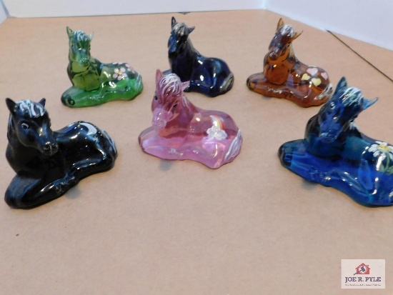 6 Hand Painted Fenton Horses