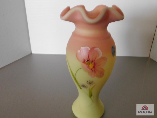 Pink Satin Crimped Vase/Burmese #36 of 250 J. Powell