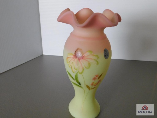 Pink Satin Crimped Top Vase/ Burmese 36 of 250 D. Robinson