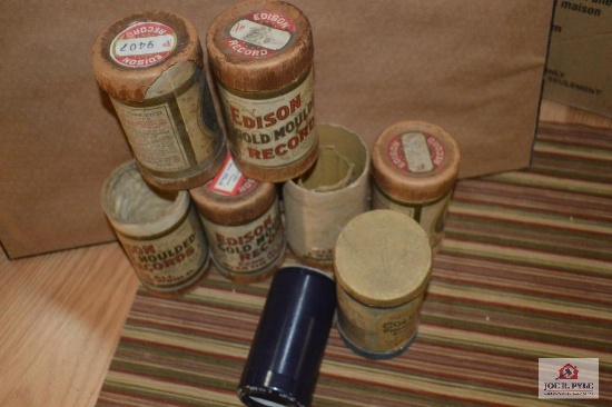 Lot Containing 1 Columbia Cylinder Record And (6) Empty Edison Cylinder Record Boxes
