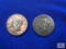 TWO US ONE CENT COINS: 1843, 1845