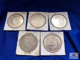 FIVE US SILVER DOLLAR COINS
