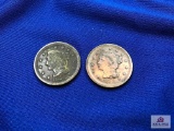 TWO US ONE CENT COINS: (2) 1852