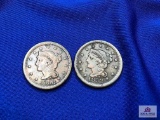 TWO US ONE CENT COINS: (2) 1853