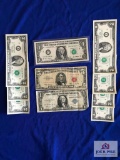 LOT OF PAPER CURRENCY: 2001 UNC. STAR US$1, (3) UNC. CONSECUTIVE SERIAL NUMBER 2003 US$2, (4) UNC.