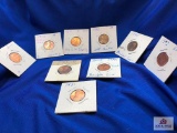 LOT OF NINE LINCOLN CENTS: 1972 DOUBLE DIE, 1964-D ERROR, 1982 OFF CENTER, 1984 DOUBLE EAR, 1991