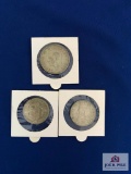 THREE SILVER FOREIGN COINS: 1939 2-SHILLING, 1943 2-SHILLING, 1942 HALF CROWN