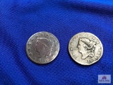 TWO US ONE CENT COINS 1818, 1828