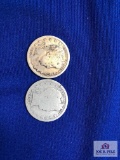 TWO US QUARTER DOLLAR COINS: 1898, 1897