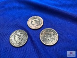 THREE US ONE CENT COINS: 1829 (MED. DATE), 1831, 1835