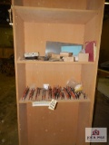 Cabinet with drill bits release clips, stamps, etc. including white cabinet and office desk