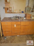 Cabinet and contents including: grease guns, screw caps, etc.