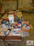 One lot of router parts and attachments, hand tools, z-clips, etc.