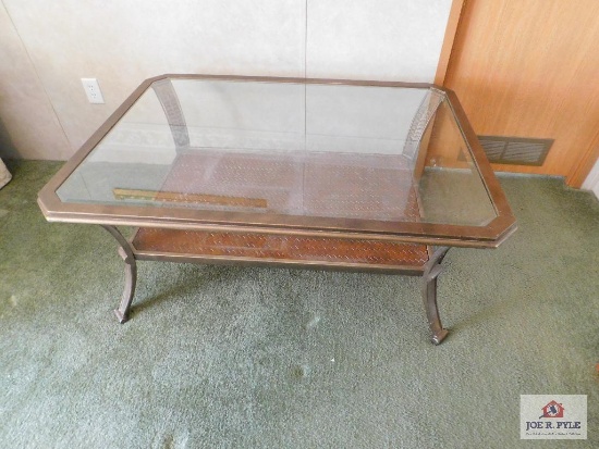 Glass top and iron table 3'11"x2'10" High