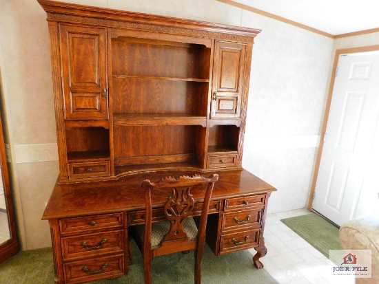 Claw foot desk w/ hutch, ball and claw foot chair 6'6"x5'4"x2'6"